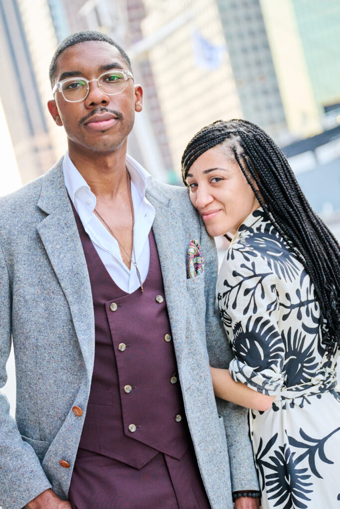 Picture of Engaged couple after proposal in NYC Pier 17 Rooftop, by Corey Lamar Photography