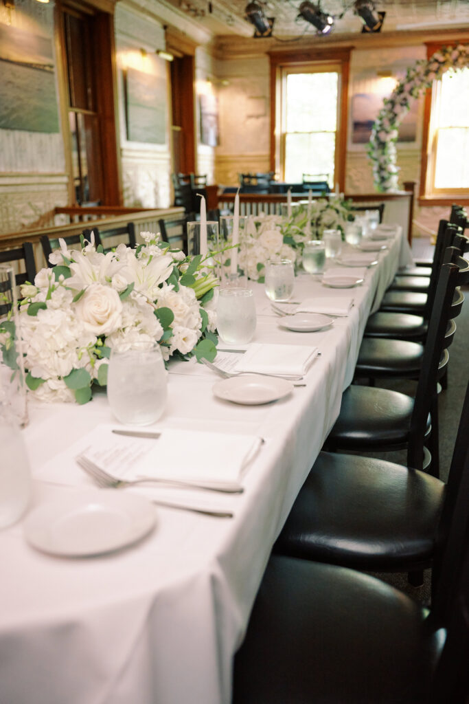 Table and Floral Details for Hudson Valley Wedding in Hudson House