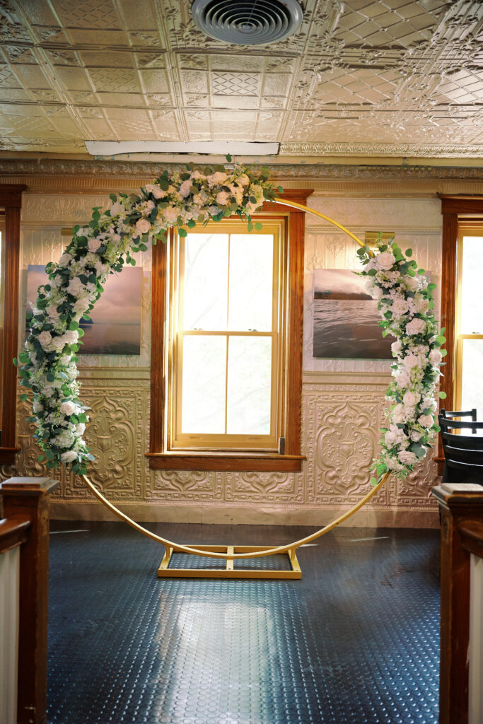 Ceremony Floral Alter, for Wedding in Hudson Valley, at the Hudson House