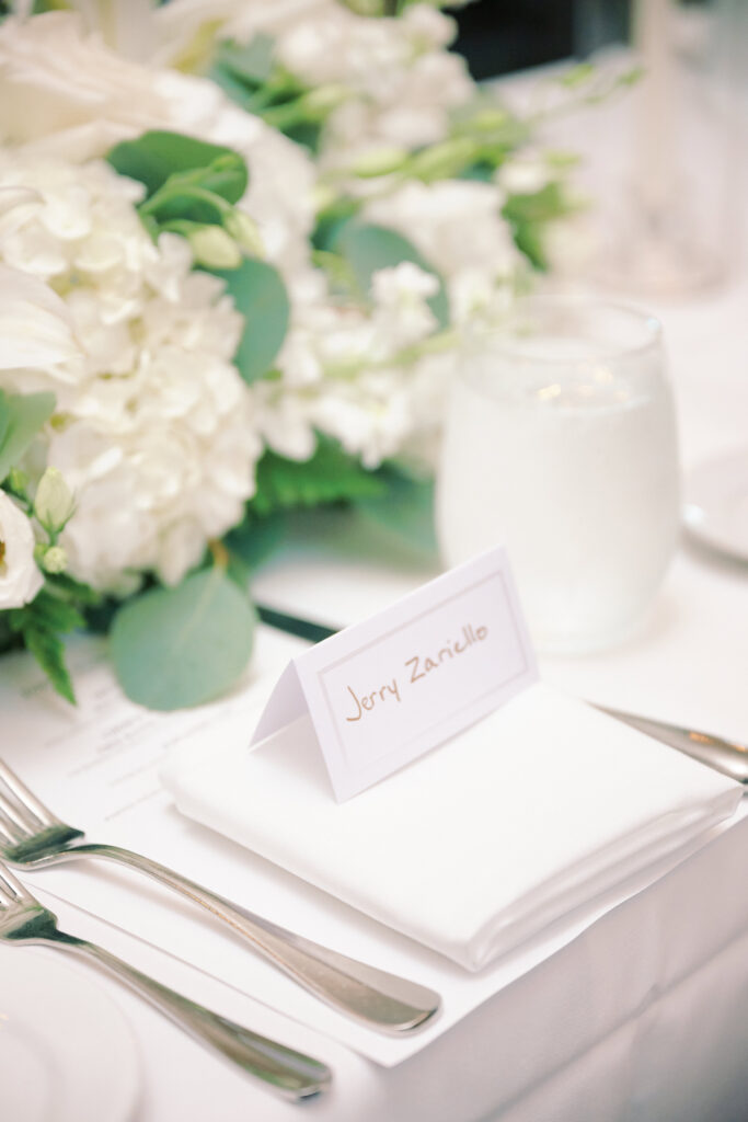 Table details for Intimate Wedding Ceremony at the Hudson House, in Nyack New York. Lower Hudson Valley