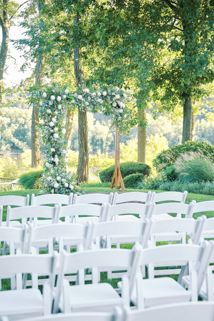 Ceremony Decor in the Sunken Garden at the Saint Clements and Marina Wedding Venue.  Photo taken by NYC Wedding Photographer; Corey Lamar Photography