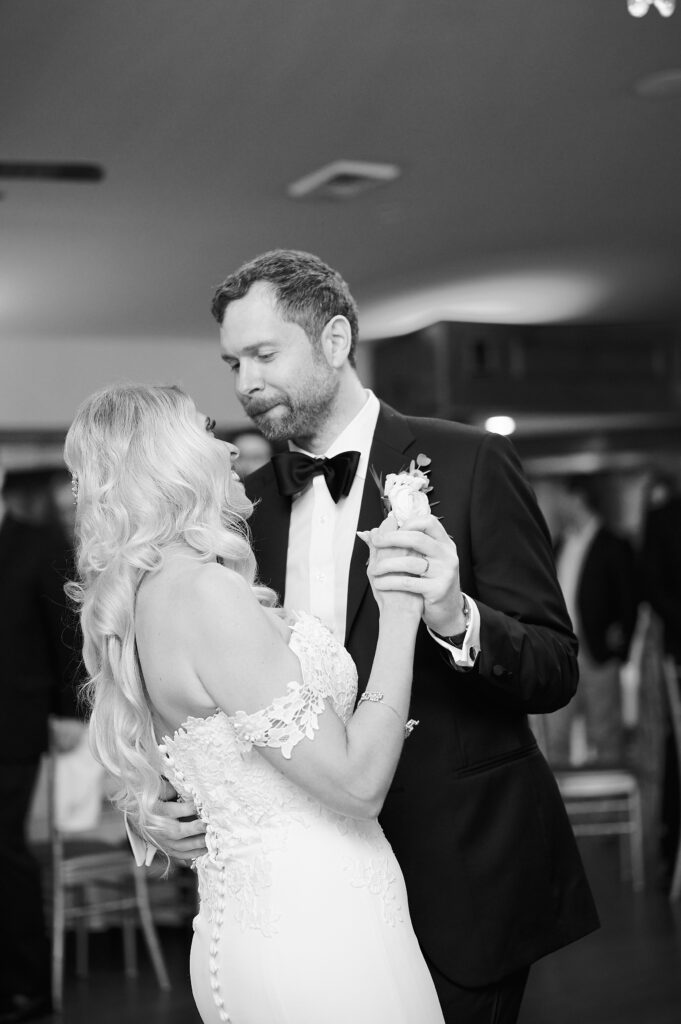 Bride and Groom Dance in the Wedding Ballroom inside the Saint Clements Castle.  Photo timelessly taken by new york city wedding photographer, Corey Lamar photography