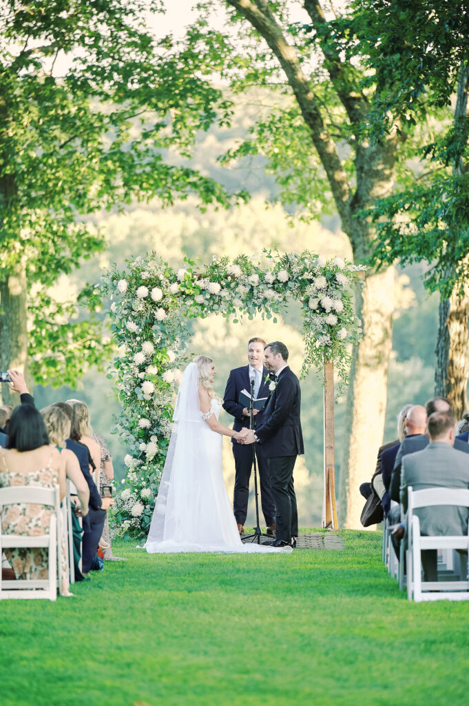 Outdoor Wedding Ceremony, right before vows at the Saint Clements Marina Castle